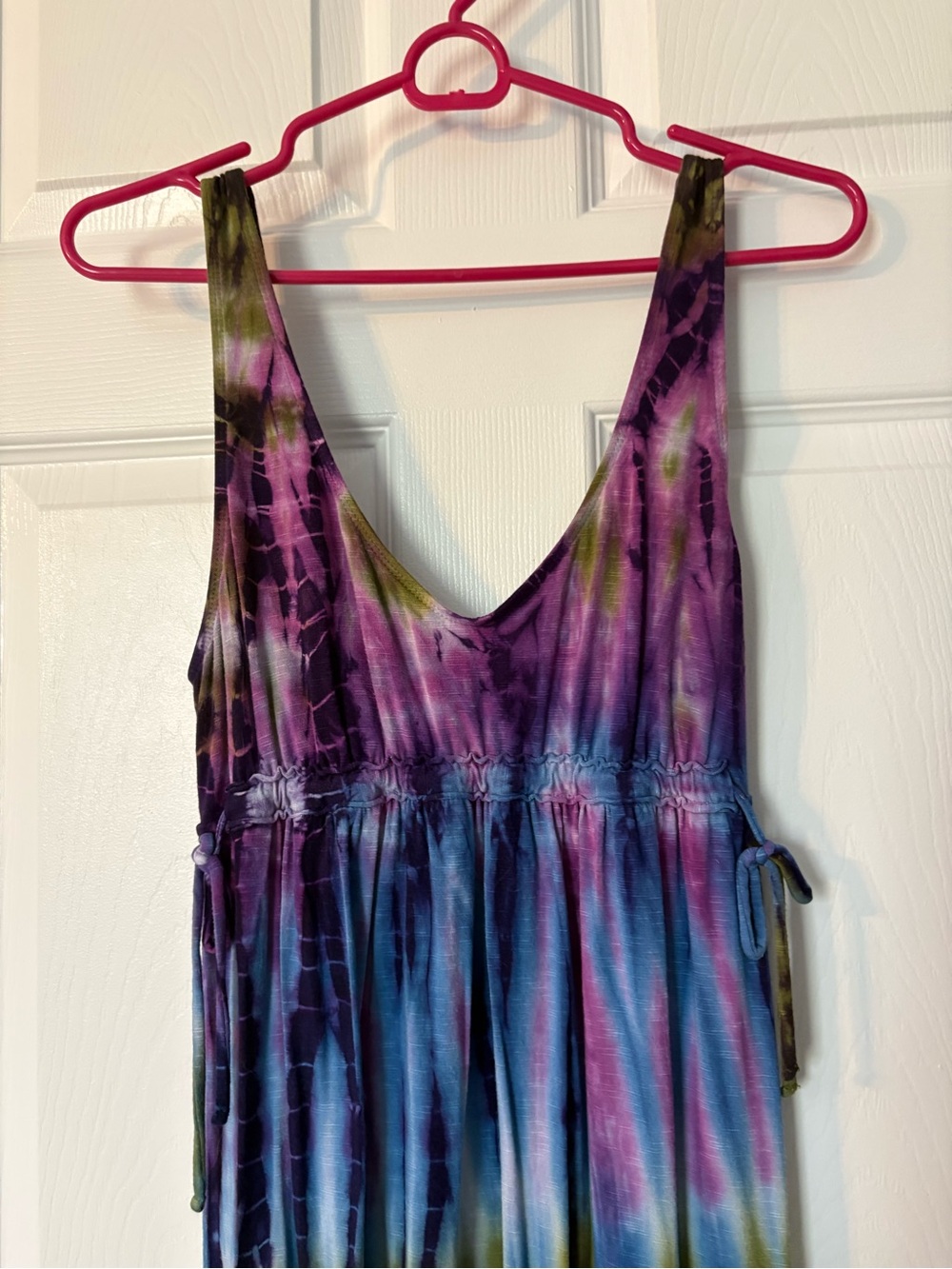 Lucky Brand Tie-Dye Maxi Dress in Purple, Blue & Olive - Picture 5 of 6